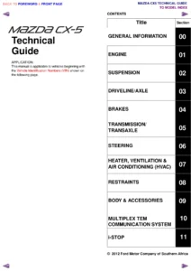 Mazda CX-5 KE Technical Guide and Wiring Diagrams SKYACTIV-G 2.0 SKYACTIV-D 2.2