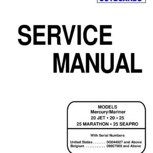 Mercury Mariner 20 Jet 20 25 HP Outboard Service Manual - 1998 PDF