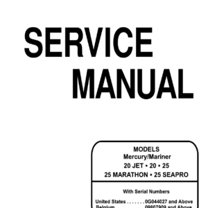 Mercury Mariner 20 Jet 20 25 Marathon SeaPro Outboard Service Manual 1998