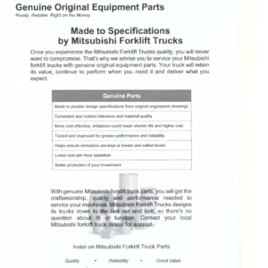Mitsubishi FD30N FD35N Forklift Parts Manual - Chassis, Mast & Options 98738-0C310