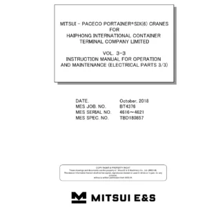 Mitsui-Paceco Portainer Crane Electrical Parts Volume 3-3 Operation and Maintenance Manual - BT4376