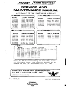 Mooney M20 Series C E F G J 1968-1984 Service & Maintenance Manual PDF