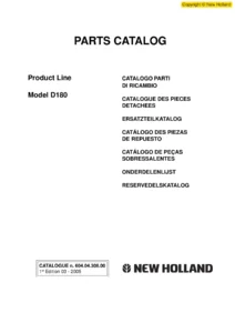 New Holland D180 Crawler Dozer Parts Catalogue Manual - PDF Download