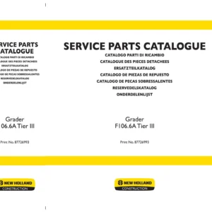 New Holland F106.6A Tier III Grader Service Parts Catalogue PDF - Print 87726993