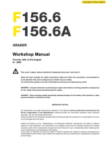 New Holland F156.6 and F156.6A Motor Graders Workshop Service Manual