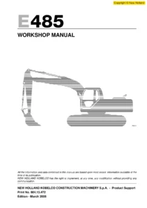 New Holland Kobelco E485 Excavator Workshop Manual 604.13.472 - March 2005 PDF