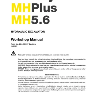 New Holland MHCity MHPlus MH5.6 Hydraulic Excavator Workshop Manual - Print No. 604.13.557