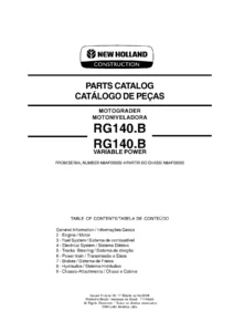 New Holland RG140.B RG140.BVP Motor Grader Parts Catalog 71114263 - 2008 PDF