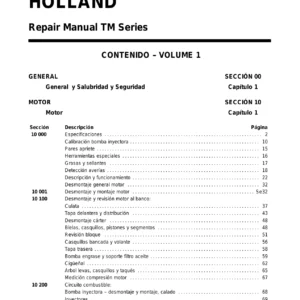 New Holland Serie TM Manual de Taller y Reparación TM115 TM125 TM135 TM150 TM165