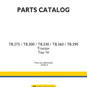 New Holland T8.275 T8.300 T8.330 T8.360 T8.390 Tier IV Tractor Parts Catalog 84312165