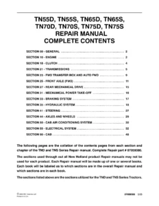 New Holland TN55, TN65, TN70, TN75 Tractor Service Manual - PDF Download