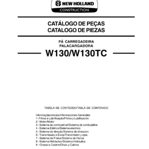 New Holland W130 W130TC Catálogo de Peças 2009 - Manual de Peças 84243346 PDF