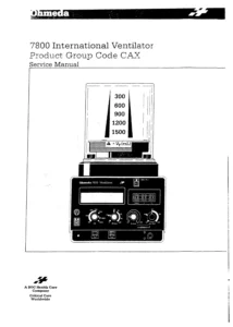 Ohmeda 7800 International Ventilator Service Manual - Product Group Code CAX