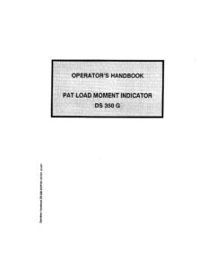 PAT DS 350 G Load Moment Indicator Operator's Handbook - LMI System Manual PDF
