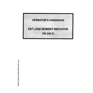 PAT DS 350 G Load Moment Indicator Operator's Handbook - LMI System Manual PDF
