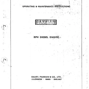 Paxman 12RPH 12RPHX 12RPHC Diesel Engine Operating & Maintenance Instruction Manual