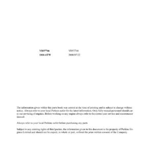 Perkins 1006-6TW Engine Build YD37746 Parts Book – July 2008 PDF