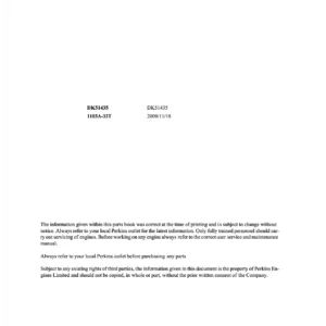 Perkins 1103A-33T Parts Book DK51435 - PDF Parts Catalog