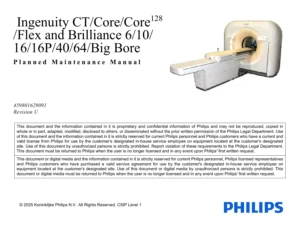 Philips Ingenuity CT Core128 Flex Brilliance 6-64 Big Bore Planned Maintenance Manual Rev U