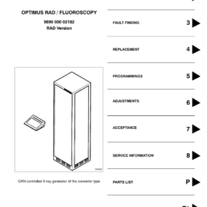 Philips OPTIMUS RAD / Fluoroscopy X-Ray Generator Service Manual 4512 984 07206