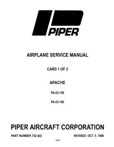 Piper Apache PA-23-150 PA-23-160 Airplane Service Manual 752-422 - PDF
