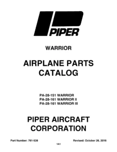 Piper PA-28-151/161 Warrior Warrior II III Airplane Parts Catalog 1974-1995