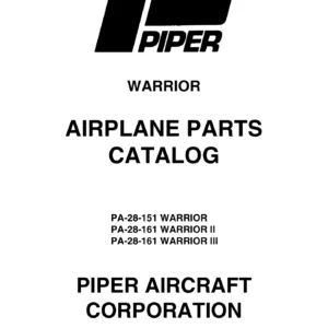 Piper PA-28-151/161 Warrior Warrior II III Airplane Parts Catalog 1974-1995