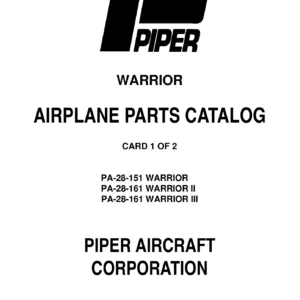 Piper PA-28-151 PA-28-161 Warrior Warrior II III Airplane Parts Catalog 1974-1994