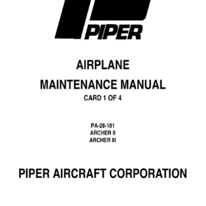 Piper PA-28-181 Archer II Archer III Airplane Maintenance Manual 761-679 1976 and Up