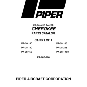 Piper PA-28 & PA-28R Cherokee Series Aircraft Parts Catalog (P/N 753 582)