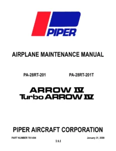 Piper PA-28RT-201 Arrow IV & PA-28RT-201T Turbo Arrow IV Maintenance Manual (761-694)