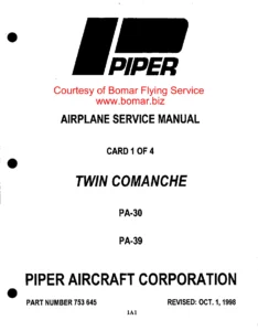 Piper PA-30 PA-39 Twin Comanche Service Manual - Complete Aircraft Maintenance & Repair Guide
