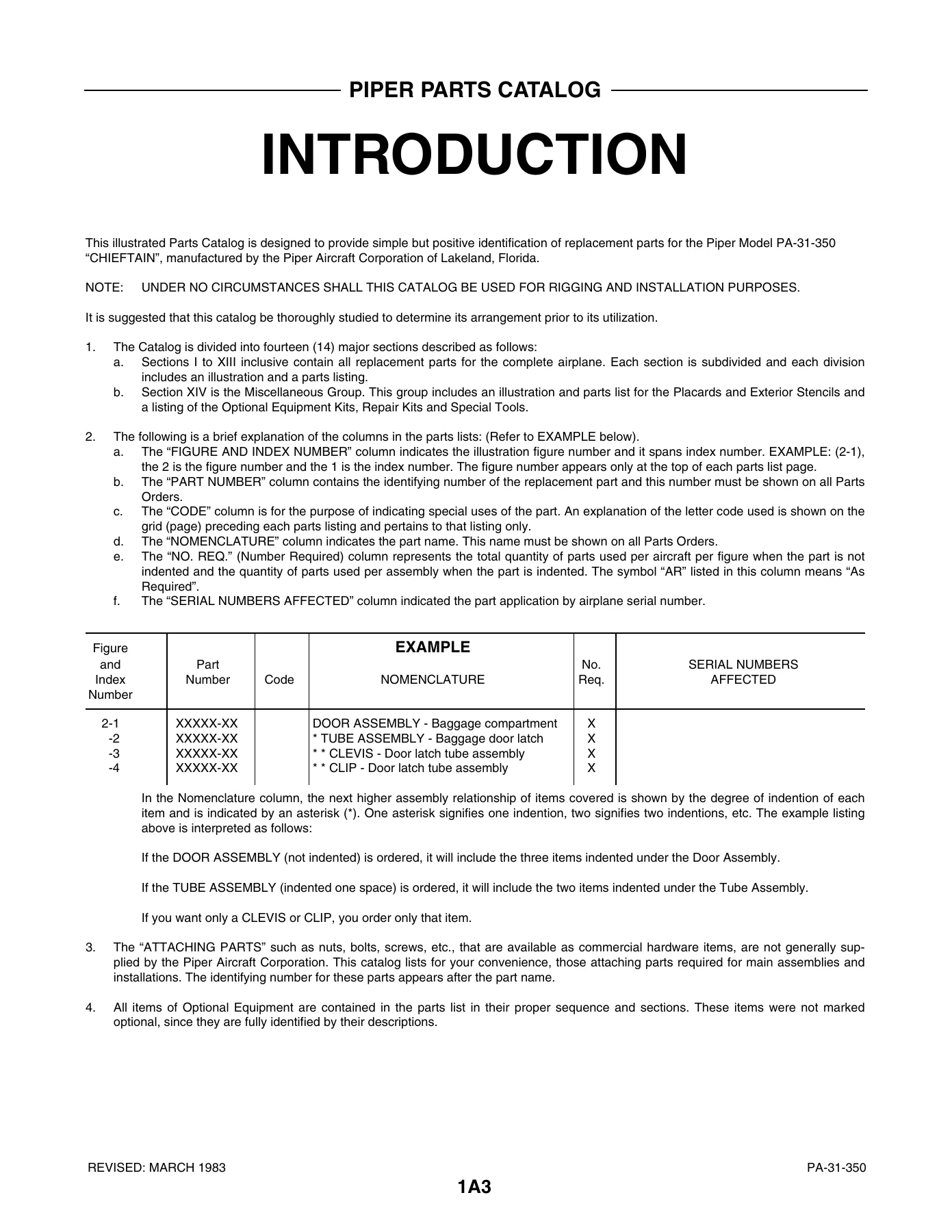 Piper PA-31-350 Chieftain Illustrated Parts Catalog Manual 2017 PDF - Image 2