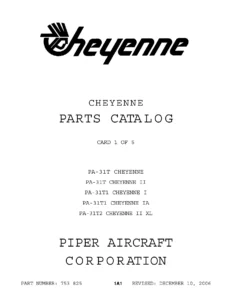 Piper PA-31T PA-31T1 PA-31T2 Cheyenne Parts Catalog - Card 1 of 5 (P/N 753 825)