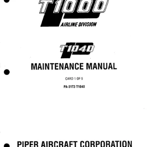 Piper PA-31T3 T-1040 Aircraft Maintenance Manual 1982-1984 - Complete 5-Card Set
