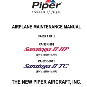 Piper PA-32R-301 & PA-32R-301T Saratoga II HP/TC Maintenance Manual - 2007 PDF Download