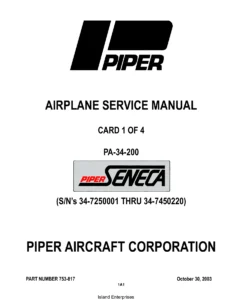 Piper PA-34-200 Seneca Service Manual 1972-1974 Airplane Repair PDF