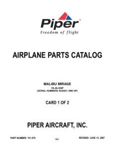 Piper PA-46-350P Malibu Mirage Airplane Parts Catalog 761-878 2007 - PDF Download