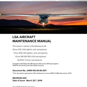 Pipistrel Sinus 912, Virus 912, Virus SW 80/100 & ALPHA Trainer LSA Aircraft Maintenance Manual 2019