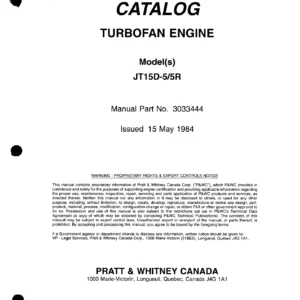 Pratt & Whitney Canada JT15D-5 JT15D-5R Turbofan Illustrated Parts Catalog 3033444