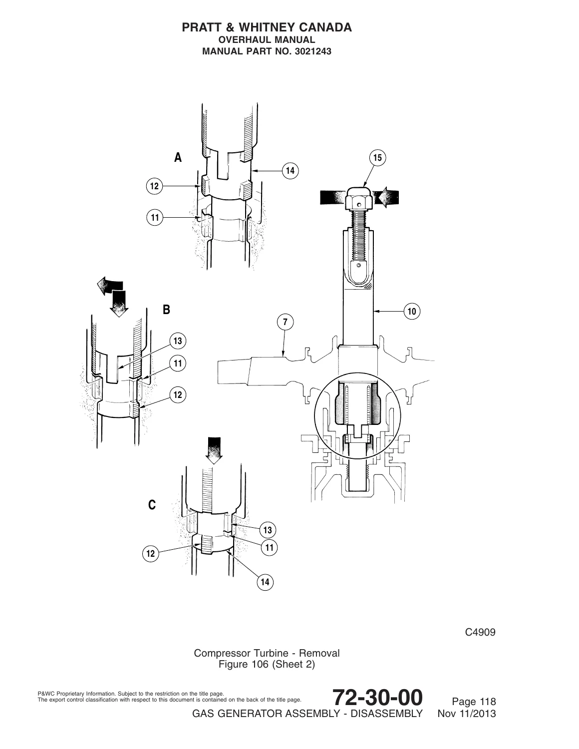 Pratt & Whitney Canada PT6A Engine Overhaul Manual - Chapter 72-30 Compressor (Part No. 3021243) - Image 2