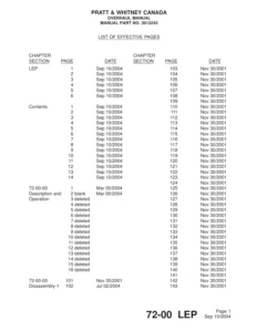 Pratt & Whitney Canada PT6A Engine Overhaul Manual - Chapter 72 (P/N 3013243)