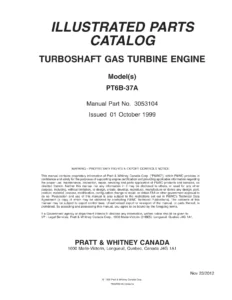 Pratt & Whitney PT6B-37A Turboshaft Engine Illustrated Parts Catalog 3053104 - PDF