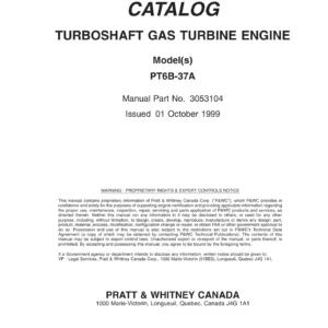 Pratt & Whitney PT6B-37A Turboshaft Engine Illustrated Parts Catalog 3053104 - PDF