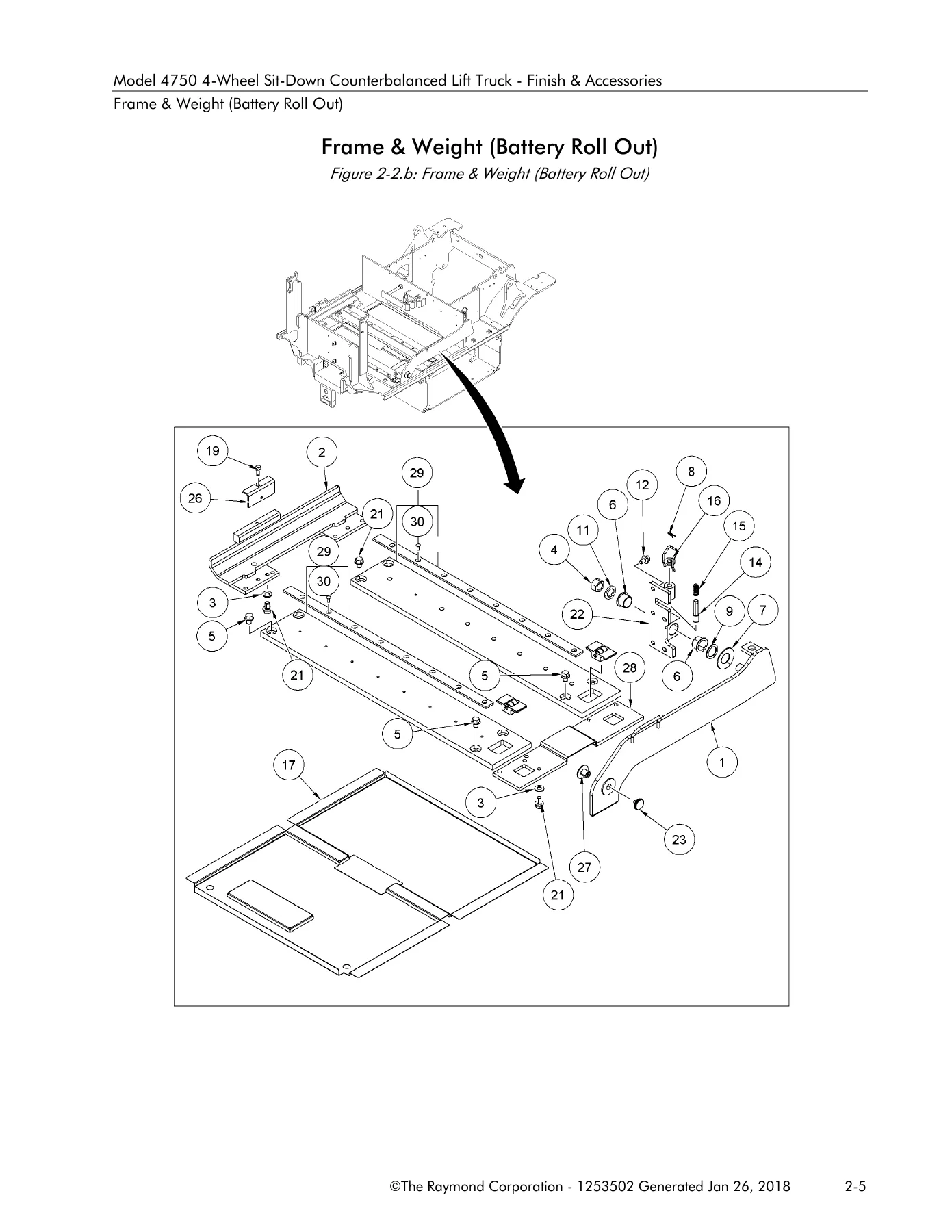 Raymond 4750 4-Wheel Sit-Down Counterbalanced Lift Truck Parts Manual PDF - 1253502 - Image 2