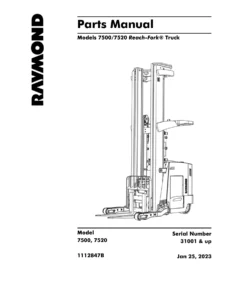 Raymond 7500 7520 Reach-Fork Truck Parts Manual 2023 - 1112847B PDF