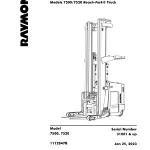 Raymond 7500 7520 Reach-Fork Truck Parts Manual 2023 - 1112847B PDF