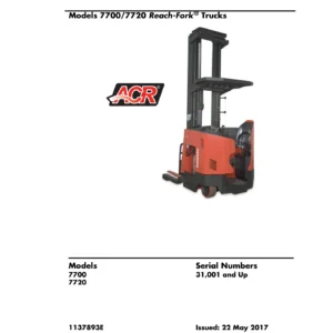 Raymond 7700 7720 Reach-Fork Trucks Maintenance Manual 2017 - Serial 31,001 & Up PDF