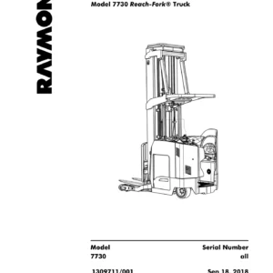 Raymond 7730 Reach-Fork Truck Parts Manual 1309711-001