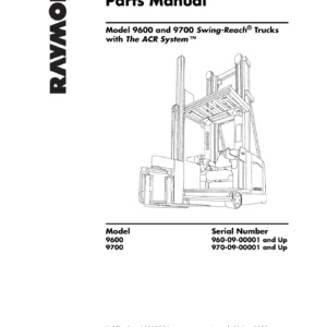 Raymond 9600 9700 Swing-Reach ACR System Parts Manual PDF